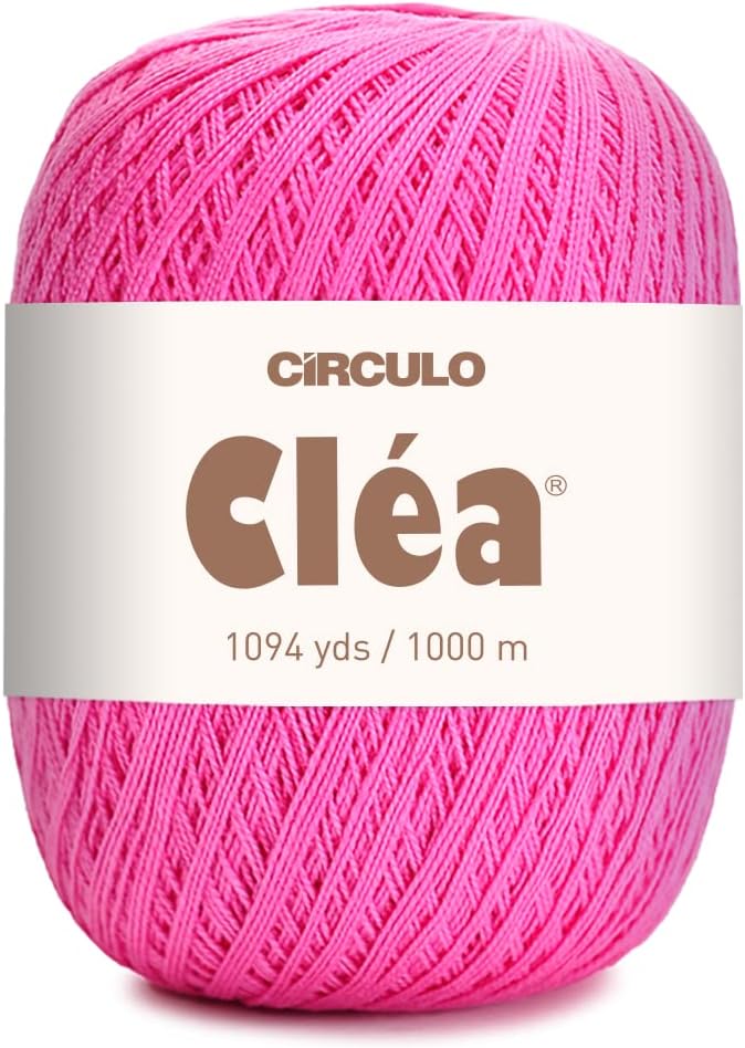 CRCULO Circulo Clea Yarn – Crochet Thread Fine Size 10-8/2 Perfect for Weaving - 100% Mercerized Brazilian Cotton (Pack of 1 Ball) – 5.3 oz, 1094 yds - Color: 6085 - Ballet - Image 1